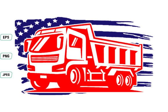 American Flag Dump Truck Design: Graphics & T-Shirt Designs
