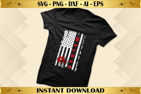 Welder USA Flag Graphics for T-Shirt Designs